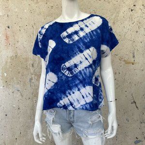 Vintage 90’s Oversized Rayon Indigo Tie Dyed Top